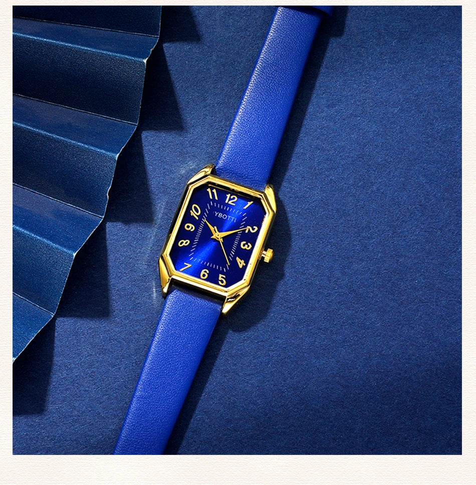 The Royal Blue Collection: Elegant Jewelry & Watch Set for Women