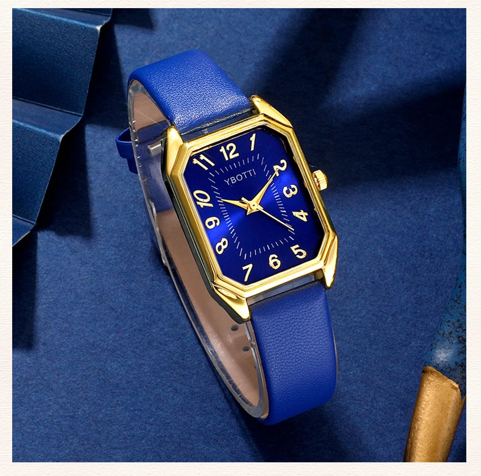 The Royal Blue Collection: Elegant Jewelry & Watch Set for Women