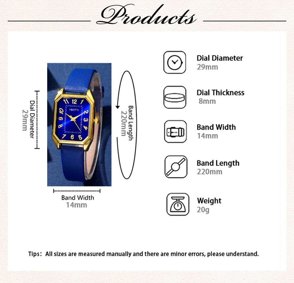 The Royal Blue Collection: Elegant Jewelry & Watch Set for Women