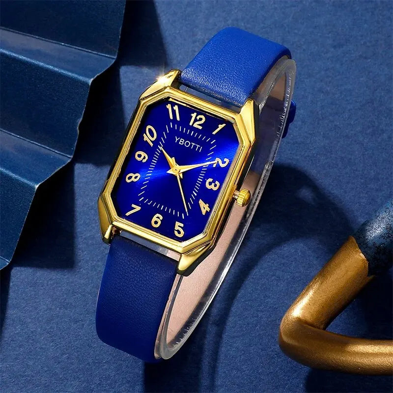 The Royal Blue Collection: Elegant Jewelry & Watch Set for Women