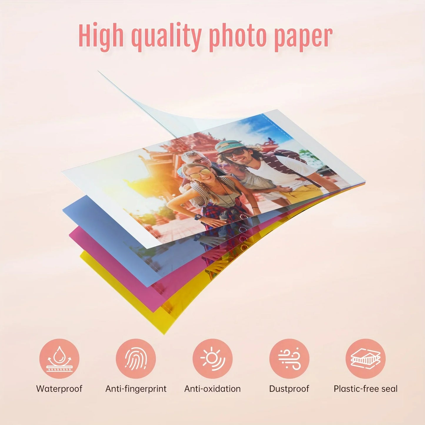 Photo Printer Refill Kit – Glossy Sheets + Color Ribbons (Ink-Free Printing)