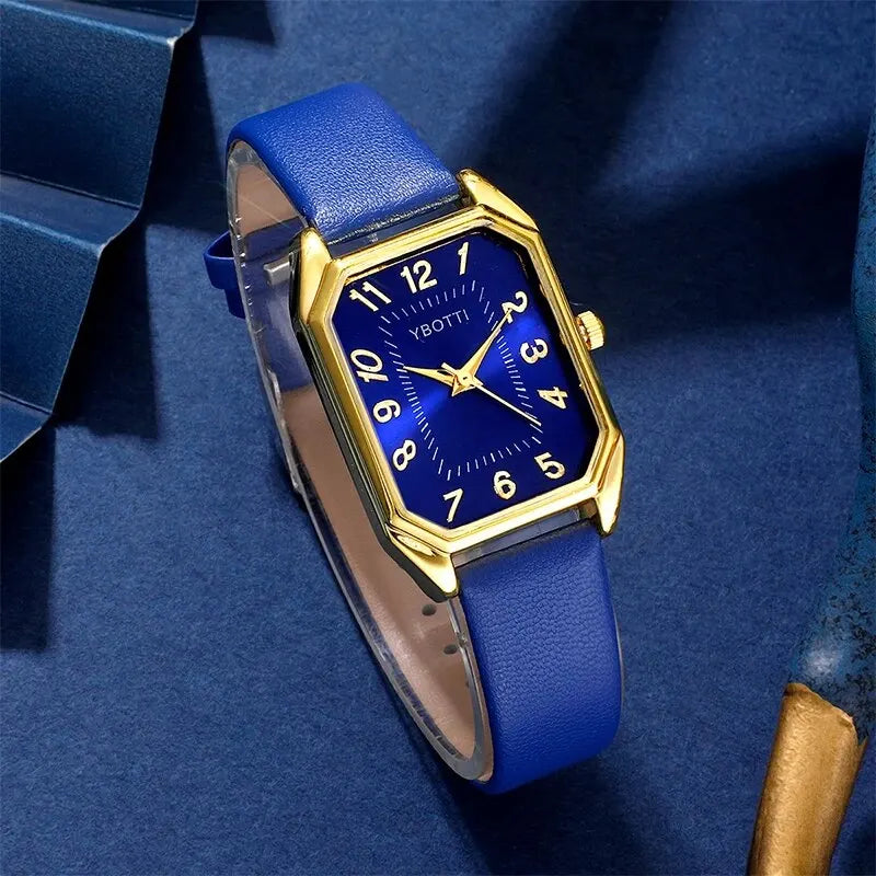 The Royal Blue Collection: Elegant Jewelry & Watch Set for Women