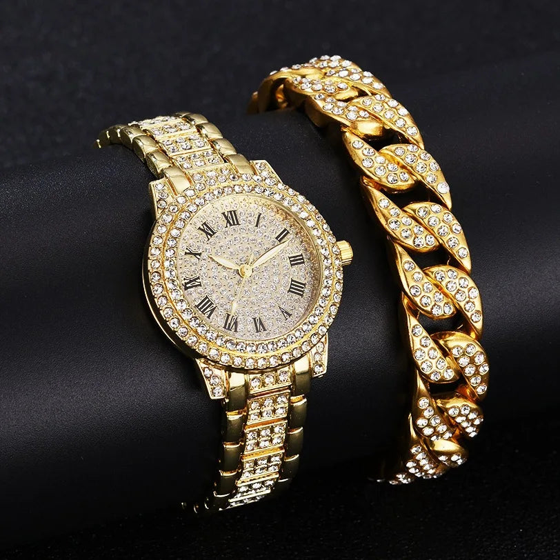 5-Piece Crystal Luxury Watch & Jewelry Set for Women without presentation box - LoveInTheBox