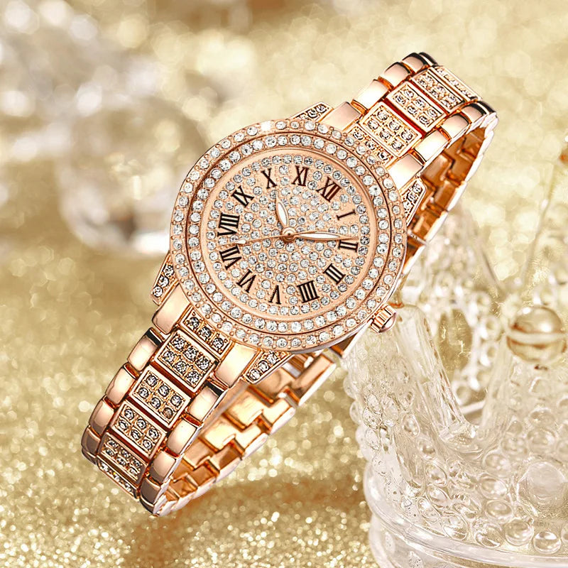 5-Piece Crystal Luxury Watch & Jewelry Set for Women without presentation box - LoveInTheBox