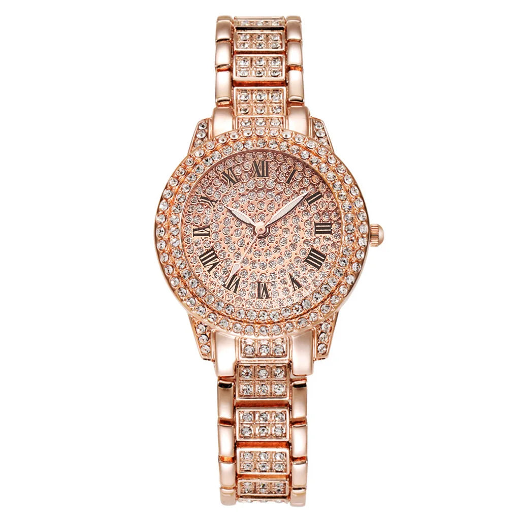 5-Piece Crystal Luxury Watch & Jewelry Set for Women without presentation box - LoveInTheBox