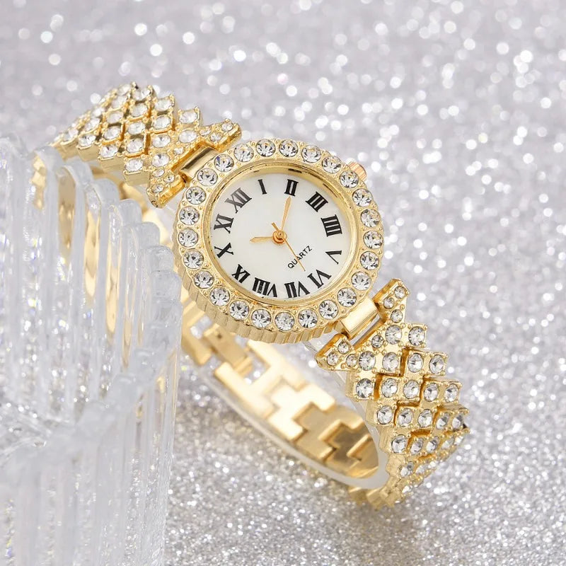 5-Piece Crystal Luxury Watch & Jewelry Set for Women without presentation box - LoveInTheBox