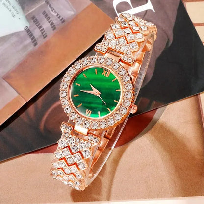 5-Piece Luxury Quartz Watch & Jewelry Set "Lady Emerald" - LoveInTheBox