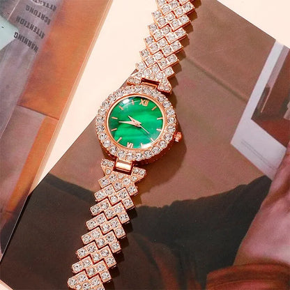 5-Piece Luxury Quartz Watch & Jewelry Set "Lady Emerald" - LoveInTheBox