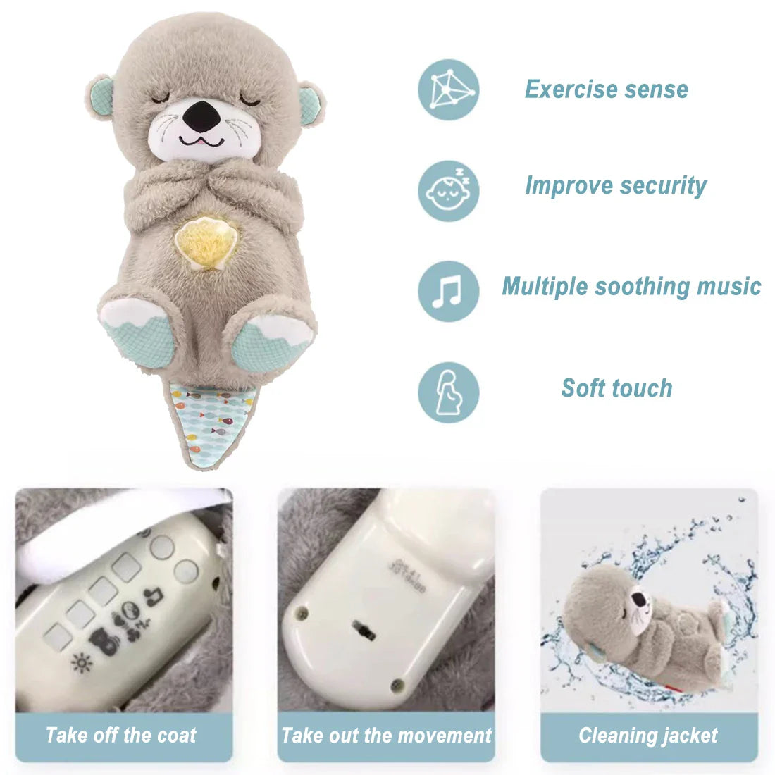 Soothe 'n Snuggle Otter Plush Toy With Rhythmic Breathing Motions - LoveInTheBox