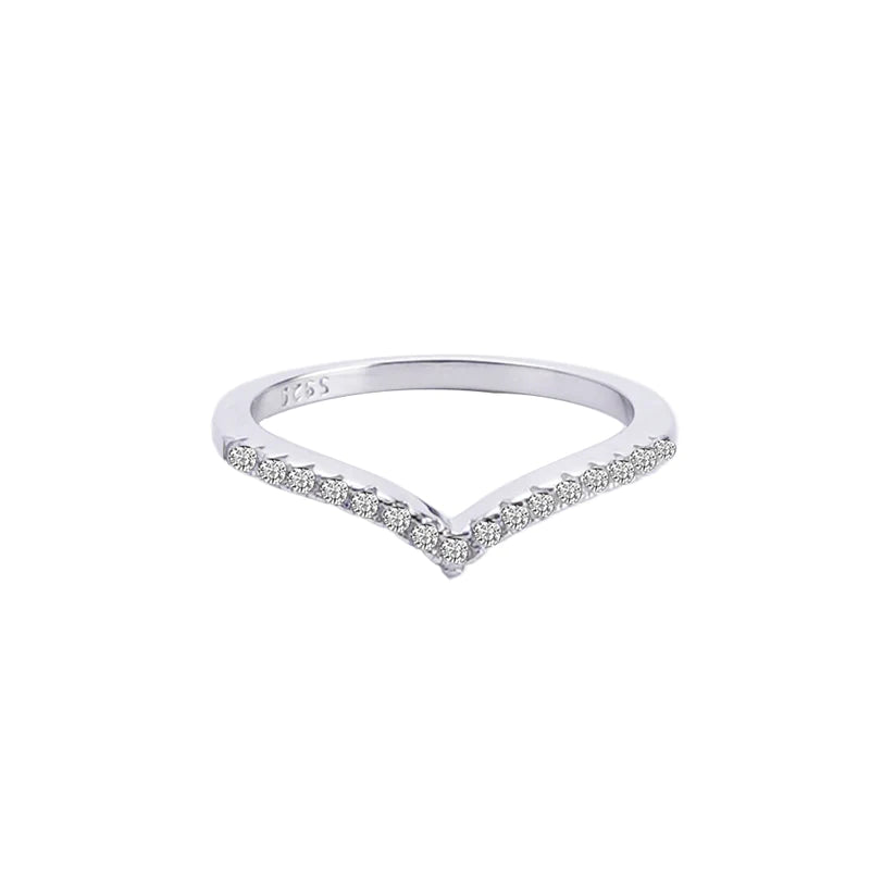 Curved V-Shape Moissanite Ring - LoveInTheBox