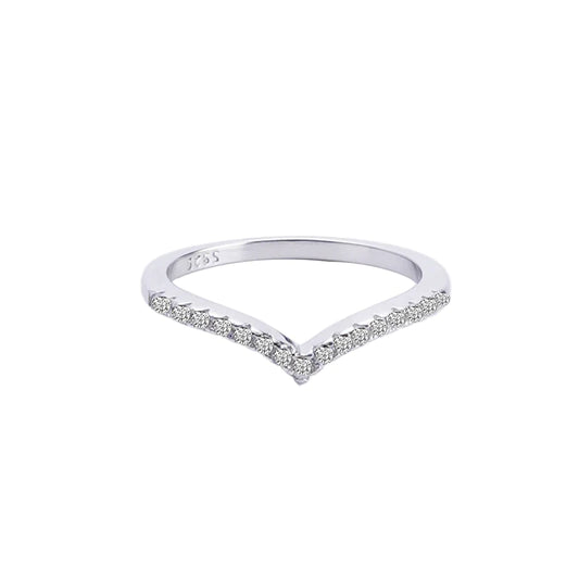 Curved V-Shape Moissanite Ring