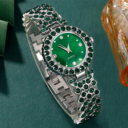 Emerald Sparkle Collection – 6-Piece Watch & Jewelry Set - LoveInTheBox