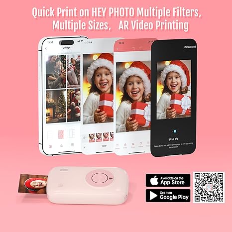 Portable Photo Printer Bluetooth, Pink - Compact, Wireless & Fast
