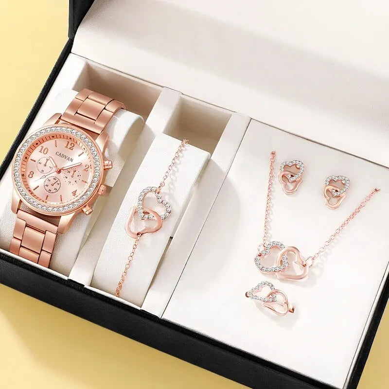 Infinite Heart Quartz Watch & Jewelry Collection - 6-Piece Set - LoveInTheBox