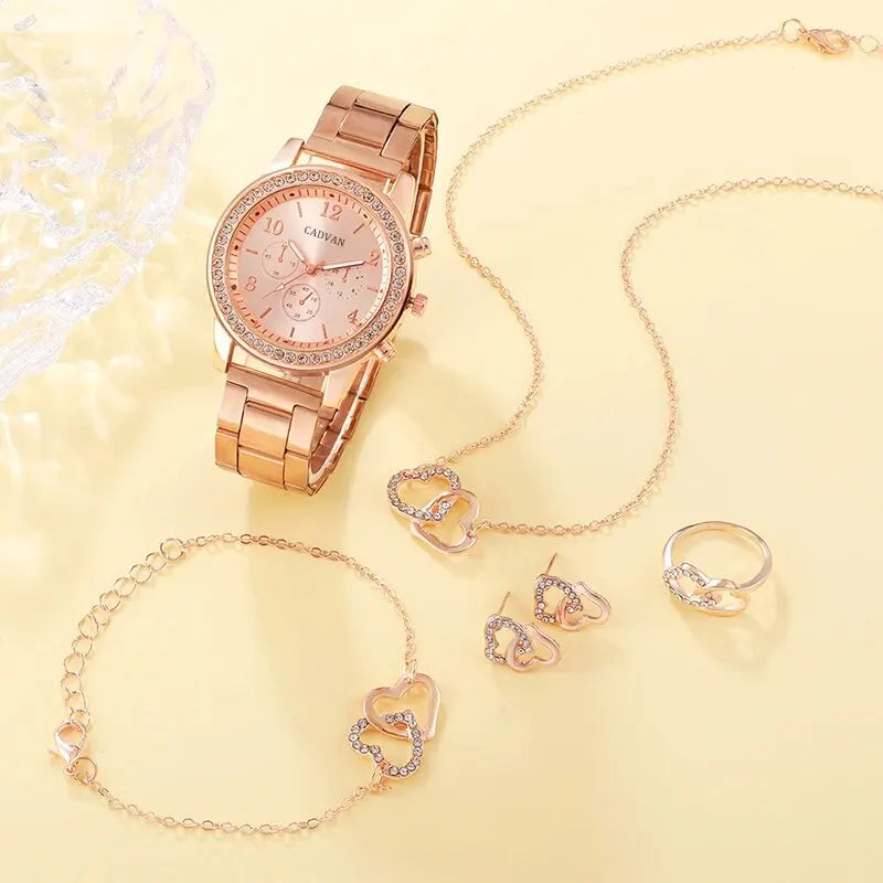 Infinite Heart Quartz Watch & Jewelry Collection - 6-Piece Set - LoveInTheBox