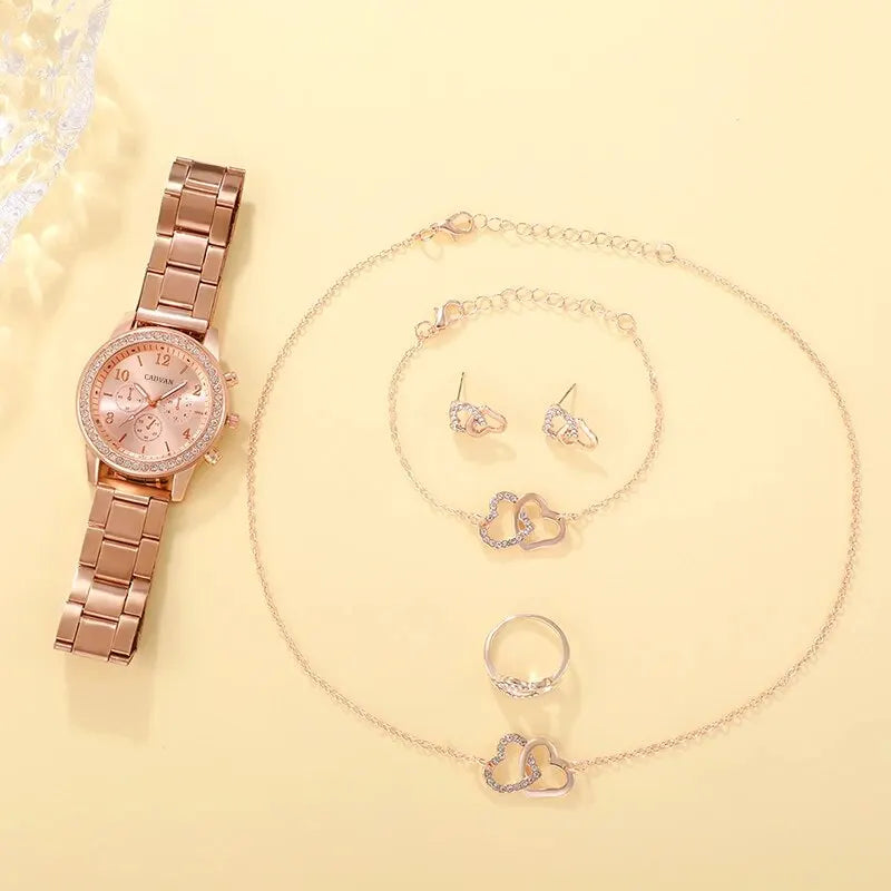 Infinite Heart Quartz Watch & Jewelry Collection - 6-Piece Set - LoveInTheBox