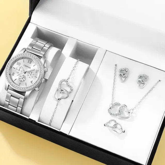 Infinite Heart Quartz Watch & Jewelry Collection - 6-Piece Set - LoveInTheBox