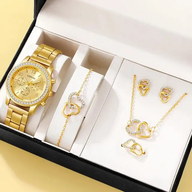 Infinite Heart Quartz Watch & Jewelry Collection - 6-Piece Set - LoveInTheBox