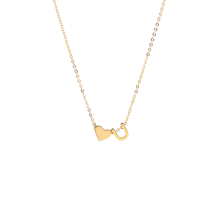 Initial Pendant Necklace Gold - LoveInTheBox