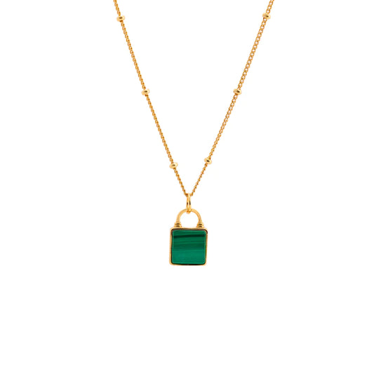 Malachite Lock Pendant Necklace - LoveInTheBox