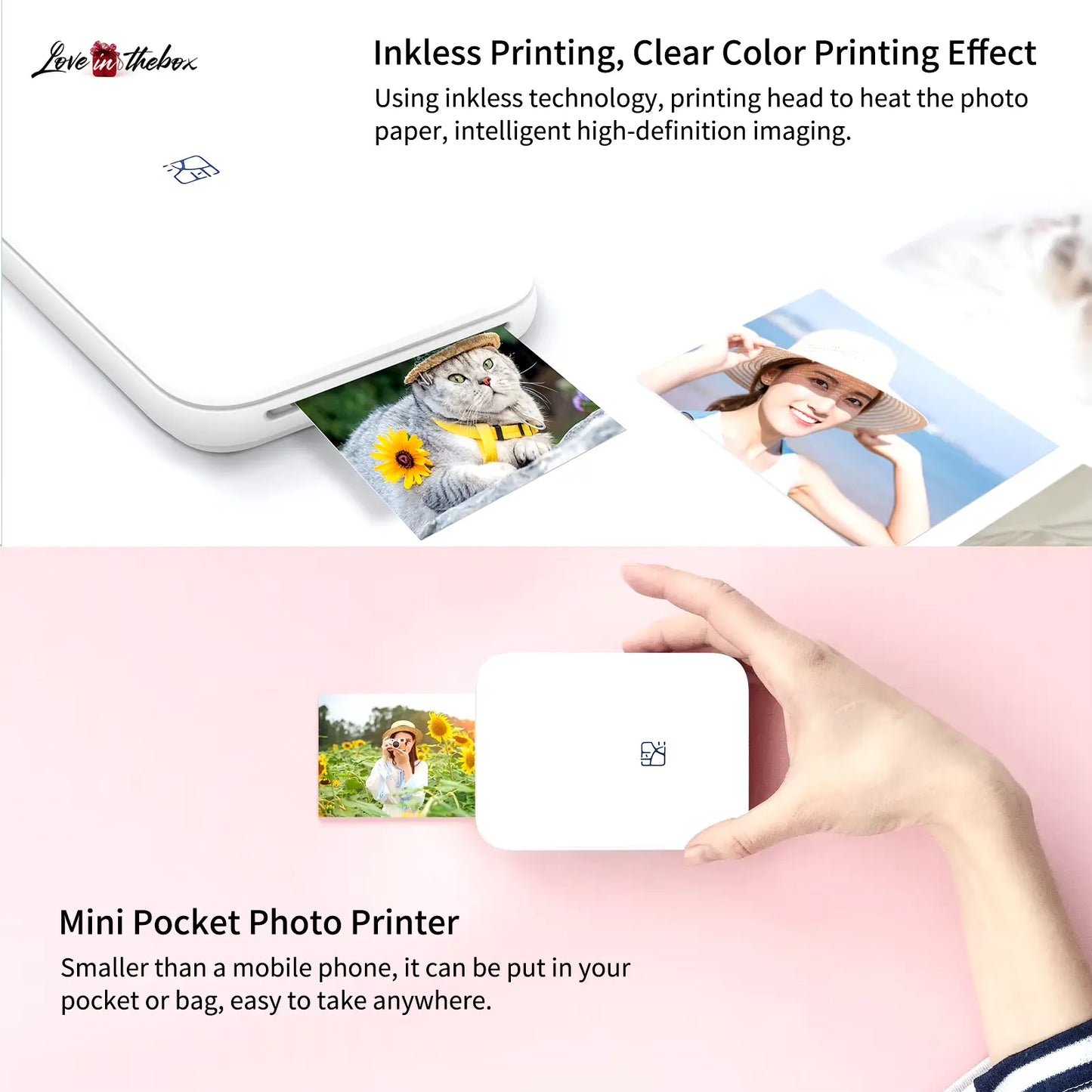 Portable Mini Photo Printer (Bluetooth/Wireless) – FREE Photo Paper Included