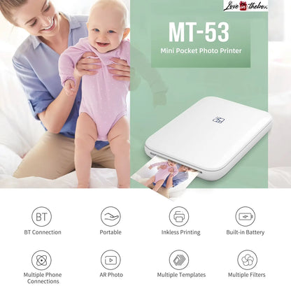 Portable Mini Photo Printer (Bluetooth/Wireless) – FREE Photo Paper Included