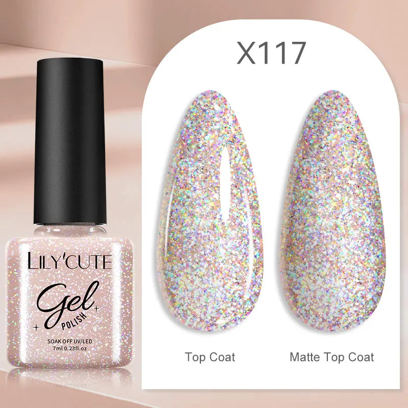 LilyCUTE Champagne Gold Glitter Liner Gel – Reflective & Long-Lasting Nail Art Gel