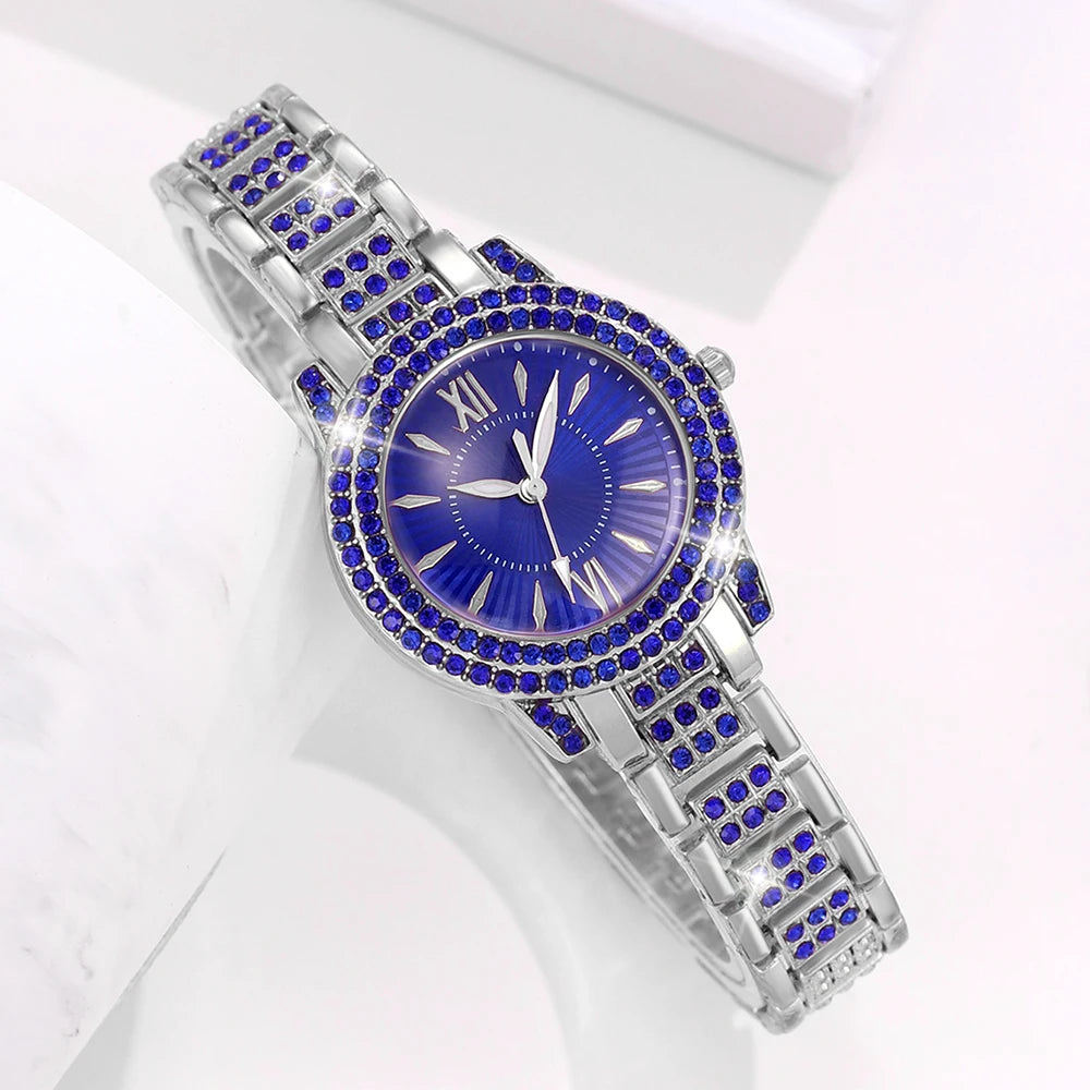 6-Piece Luxury Blue Jewelry & Watch Gift Set