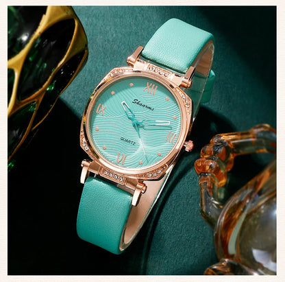 Turquoise Sparkle Collection: 5-Piece Jewelry & Watch Set with Crystal Accents