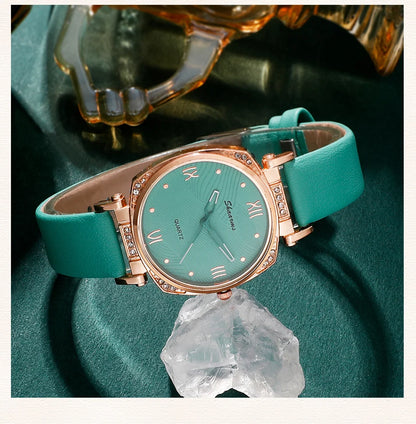 Turquoise Sparkle Collection: 5-Piece Jewelry & Watch Set with Crystal Accents