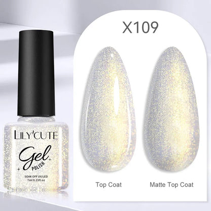 LilyCUTE Champagne Gold Glitter Liner Gel – Reflective & Long-Lasting Nail Art Gel