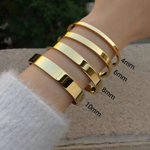 Minimalist 18K Gold Stainless Steel Bangle – Elegant & Waterproof