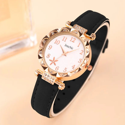 Black Elegance Collection: 6-Piece Jewelry & Watch Set in Gold & Onyx