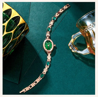 Emerald Radiance Collection 2025: Elegant 5-Piece Jewelry & Watch Set in Luxe Green