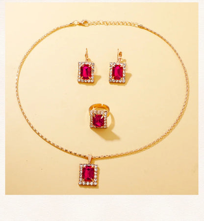 The Rose Red Luxe Collection: 6-Piece Gemstone Jewelry & Watch Set