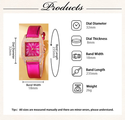 The Rose Red Luxe Collection: 6-Piece Gemstone Jewelry & Watch Set