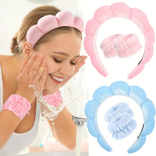 Plush Skincare Headband & Wristband Set – Soft, Absorbent & Perfect for Self-Care