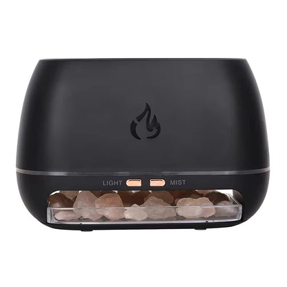 3-in-1 Himalayan Salt Rock Diffuser - Aromatherapy, Flame Effect & Wellness