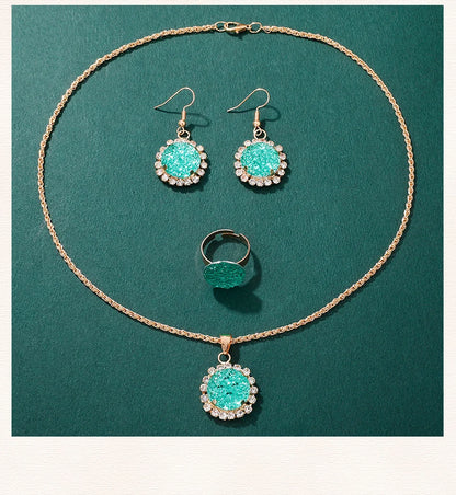 Turquoise Sparkle Collection: 5-Piece Jewelry & Watch Set with Crystal Accents