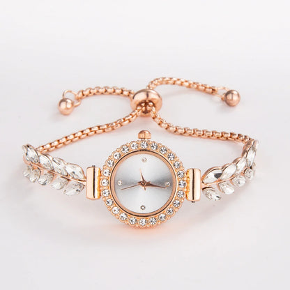 Feather Bracelet Watch: Crystal Elegance in Every Detail