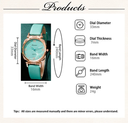 Turquoise Sparkle Collection: 5-Piece Jewelry & Watch Set with Crystal Accents