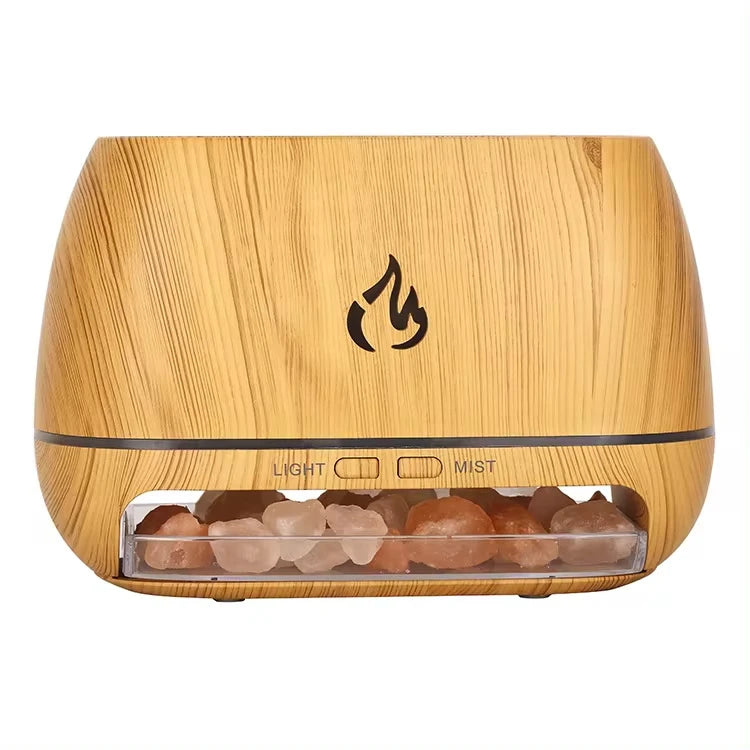 3-in-1 Himalayan Salt Rock Diffuser - Aromatherapy, Flame Effect & Wellness