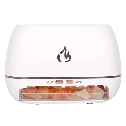 3-in-1 Himalayan Salt Rock Diffuser - Aromatherapy, Flame Effect & Wellness