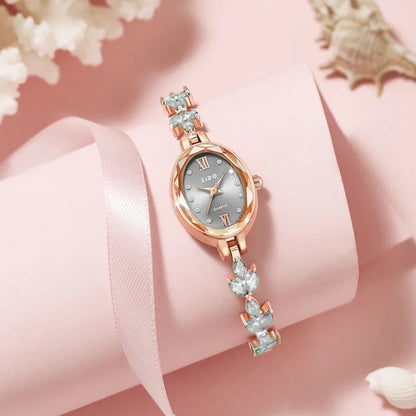 Luxury Oval Diamond Ladies Watch – Elegant Waterproof Quartz Bracelet