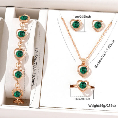 Emerald Glow Women’s 6-Piece Watch & Jewelry Set – Perfect Gift for Her