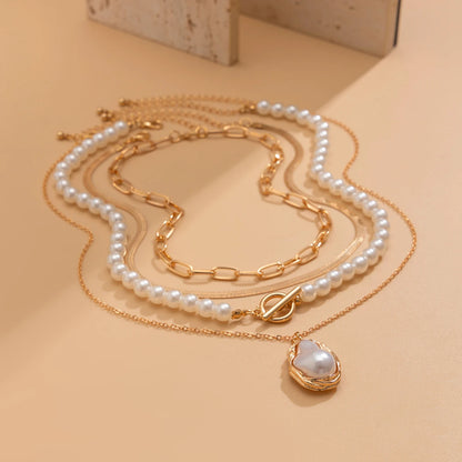 Baroque Pearl Layered Necklace Set: Elegance in Every Layer