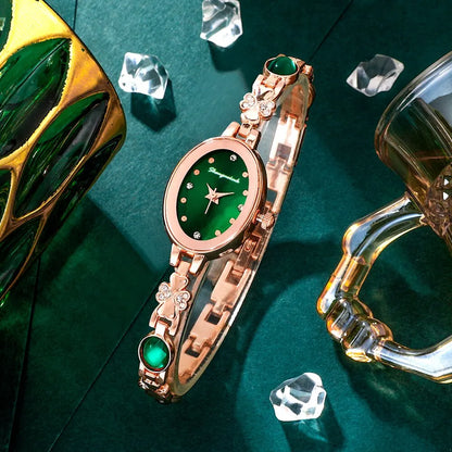 Emerald Radiance Collection 2025: Elegant 5-Piece Jewelry & Watch Set in Luxe Green