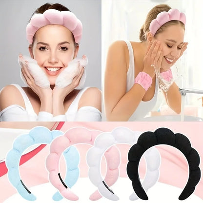 Plush Skincare Headband & Wristband Set – Soft, Absorbent & Perfect for Self-Care