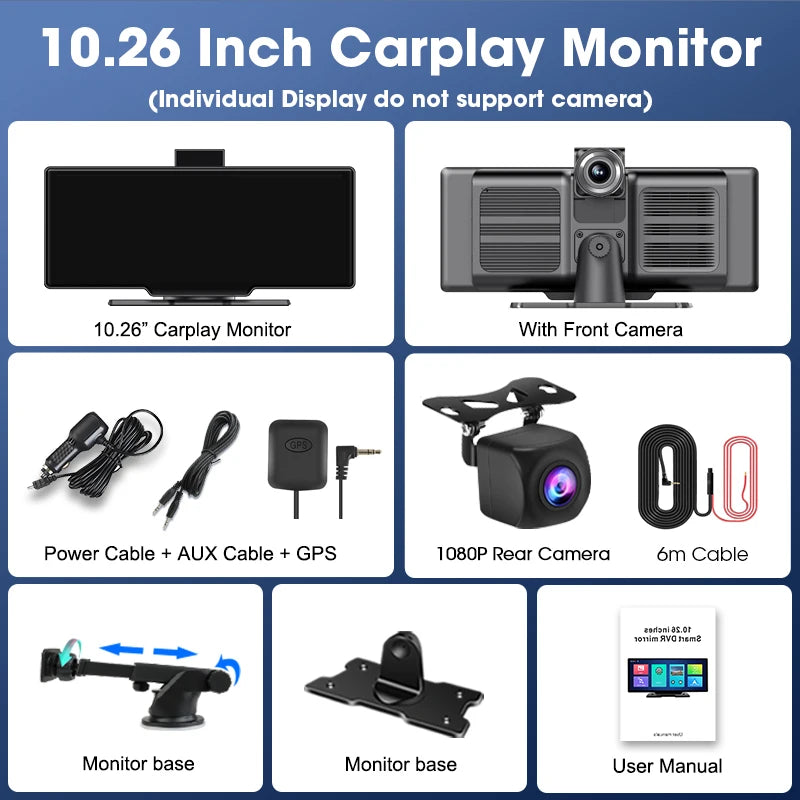 CarDisplay Pro Ultra™ - 10.26” 4K Smart Car Display w/ Dash Cam, GPS & Rearview Camera