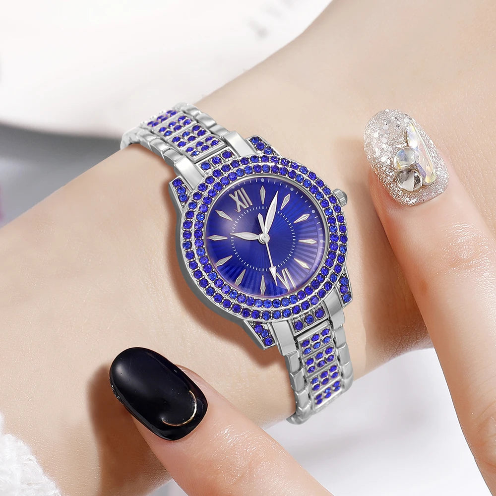 6-Piece Luxury Blue Jewelry & Watch Gift Set